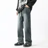 Мужские джинсы, три варианта цвета на осень/зиму 2023, эластичный пояс на шнуровке, прямые свободные и универсальные повседневные брюки