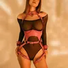 Bras Sets Women Leather Body Harness Sexy Lingerie Bondage Straps Chest Garter Belts Full Pink Suspenders Party3048