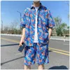 Erkeklerin izleri plaj giysi giysileri erkekler hawaiian gömlek seti yaz deniz tarafı meslek kıyafetleri gevşek fit hızlı kuru 2 parçalı kıyafetler