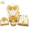 Hochzeits-Schmuck-Sets ANIID Dubai äthiopische Blumenform vergoldet 6-teiliges Schmuck-Set für Frauen, nigerianisches Luxus-Halsketten-Schmuck-Set, Hochzeits-Party-Geschenke 230906