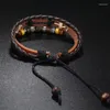 Charm Armband Boho Tibet Alloy Feather Multilayer Leather Armband Charms Pärlor för män Vintage Punk Wrap Wristband