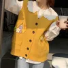 Deeptown Kawaii милый свитер, жилет, женский цветочный принт, корейский стиль, консервативный модный милый желтый вязаный жилет, джемпер, женские топы Y2K