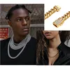 6mm-14mm hiphop rostfritt stål Centipede-kedjan halsband Enkel 18k Real Gold Plated Men smycken