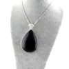 Natural Black Obsidian Pendants Teardrop Black Natural Stone Pendant Necklace Jewelry For Women Men Natural Black Agate Pendant