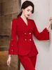 Women's Suits Elegant Autumn Blazers For Women 2023 Jackets Coats Flare Sleeve Office Lady Veste Femme Red Plus Size Outerwear Tops Mujer