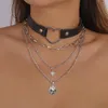 Choker Black Heart Necklace Gothic Jewelry Rivet Studded Chokers Witch Costume For Women Emo Goth Accessories