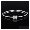 Bangle Ins Top Venda Square Bangle Luxo Jóias 925 Sterling Sier Princesa Corte Branco Topázio Cz Diamante Gemstones Festa Mulheres Casamento B Dhbug