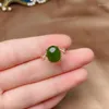 Cluster Rings Classic 925 Silver Jade Ring For Party 8mm 10mm Natural Green Gift Woman Jewelry