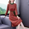 Casual Dresses Quality Dress Women's Long Sleeved Autumn/Winter 2023 Mid Aged And Elderly Mom's Fashionable Large Size Skirt
