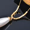 Gargantilha LEEKER Colar de aço inoxidável para mulheres cor dourada acessórios de casamento pérola gota jóias pescoço correntes