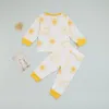 Giyim Setleri FocusNorm 0-24m Bebek Bebek Kız Kızlar 2 PCS Giysileri Ses Güneş Deseni Uzun Kollu Külot Cep Üstleri Yüksek Bel Pantolon