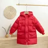 Down Coat 2023Winter 3-13Years Old Children's OutwearDown Jacket Boys Girls Long Thickened Warm Solid Hooded For Kids Clothes