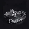 Bangle Hip Hop Personality Men's Silver Plated Keel Bracelet Charm Fashion Dragon Animal Bracelet Teen Accessories Gifts For Father Men 230907