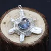 Charms Natural Crystal Pearl Pendant Hand Wrapped Half Gem Snowflake Form Exquisite Necklace Jewelry Fashion Crafts