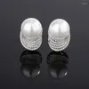 Boucles d'oreilles EYIKA élégant 12mm blanc noir perle pour les femmes plein Zircon ovale boucle d'oreille femme anniversaire bijoux fins cadeau