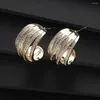 Hoop Earrings Big 6Rows Intersect Circle Earrigs Full Microl Zirconia Women Bridal Dress Wedding Everyday Earring Fashion Jewelry E1139