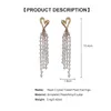 Dingle örhängen 2023 Heart Crystal Luxury Long Tassel Pearl Korean Fashion Earring Party Girls Ear Clip Jewelry