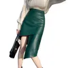 Skirts Korean Fashion Pu Leather Irregular Skirt For Women Elegant Office OL Work Vintage Sexy Bodycon