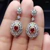 Kolczyki stadnorskie Kjjeaxcmy Fine Jewelry 925 Srebrny Srebrny Inkrustowany Naturalny Ruby Ear Studs Klasyczne testy wsparcia damskie