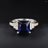Bröllopsringar 2023 Luxury Blue Princess Engagement Ring For Women Jubileumsgåva Smycken grossist F169