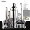 Wine Glasses 12pcs Black Rose Gold 800 750 600ml Boston Shakers Bartender Kit Cocktail Shaker Set Bar Mixer Tools With Stand Recipe 230906