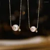 Chaînes Lefei Fashion Blanc Rose Luxe 8 - 9mm Rond Akoya Collier de perles Femmes 18K Gold Paster S925 Chaîne Party Charms Bijoux Bijoux