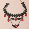 Collier ras du cou en dentelle pour femmes, cadeaux de fête de vacances, Vintage créatif, verre Zircon chauve-souris Halloween, bijoux à breloques gothique Punk