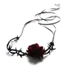 Kedjor Retro Rose Clavicle Chain Halsband Thorny Colle Ornament Sext Velvet-Belt Choker Gothic