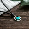 Kettingen Ring Turkoois Ketting Heren Trendy High-end Hiphop Niche Retro Lederen Sleutelbeenketting Accessoires