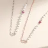 Kedjor Pearl Necklace With Heart Charm 925 Silver Högkvalitativa kvinnor Bröllopsmycken Set Rosary Clavicular Chain Bankett Tillbehör