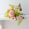 Fleurs décoratives Bouquets de mariée de roses artificielles pour mariage, décorations de fête de noël à domicile, bricolage Scrapbooking, fausse fleur d'hortensia