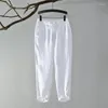 Men's Pants Spring Summer Men Linen Mans Straight Cropped Long Legs Casual S Full Thin Light Loose Trousers