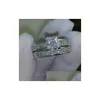 Bandringar lyxstorlek 5/6/7/8/9/10 smycken 10kt vitt guldfylld Topaz Princess Cut Simated Diamond Wedding Ring Set gåva med Box D DHKGT