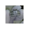 Bagues de luxe Taille 5/6/7/8/9/10 Bijoux 10kt Or blanc Rempli Topaz Princess Cut Simated Diamond Bague de mariage Set cadeau avec boîte D Dhkgt