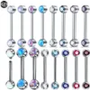 Labret Lip Piercing Jewelry 10Pcslot G23 Double Ball Tongue Ring Internally Threaded Nipple Straight Barbells Tragus Helix Ear Cartilage Piercings 230906