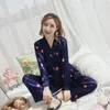 Vêtements de nuit pour femmes Pyjamas en soie glacée Printemps et automne Kimono japonais à manches longues Version coréenne Vêtements de maison décontractés Ensemble 2 pièces