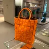 7A Bolsas Genuínas Luxo BVs Designer Botteg Vena Bolsas CABAT tecido laranja XM7XY
