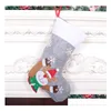 Weihnachtsdekorationen, Socken, Dekoration, Süßigkeiten, Strümpfe, grauer Weihnachtsbaum-Anhänger, großer Weihnachtsstrumpf mit Lichtern, Kinder-Weihnachts-Geschenktüte, Dh06Z