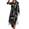 Casual Dresses Retro Mod Dress Abstract Checkerboard Streetwear Sexy V Neck Elegant Chiffon Long Sleeve Clothing Big Size