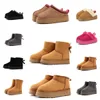 Ugglies bottes designer neige ug bottes femmes australiennes botte tasman bailey dune châtaigne hiver boucle fourrure neige demi genou court dame pantoufles de cheveux en peau de mouton avec boîte