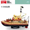 Blocks City Fishing Boat Trawlboat Model Building Blocks Set Ship White Shark Figures Toys With Stickers R230907