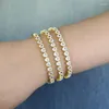 Braccialetti con ciondoli 2023 Moda di alta qualità placcato oro Micro Pave Clear CZ Smalto bianco a forma di cuore Bracciale a catena da tennis Bracciale da donna