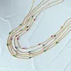 Kedjor Aide Squar Color Zircon 925 Sterling Silver Neckor for Women Korean Style Ins Simple Thin Clavicle Chain Fine Jewelry Gift