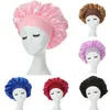 Women Night Sleep Hair Caps Silkeslen motorhuven Satin Dubbelskikt Justera huvudtäckningshatt för lockigt fjädrande hårstylingtillbehör