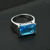 Bagues de cluster Bague de mode pour hommes Luxe et dominante Bleu Zircon Mariage Engagement Party Bijoux Cadeau Vente directe Tailles 6-13