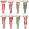 Women Socks Striped Pattern For Christmas Thigh High Long Stockings Warm Winter Over Knee Xmas Navidad Ladies