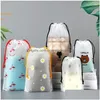 Storage Boxes Bins Storage Boxes 3Pcs Pe Bear Dstring Bag Washcloth Shoe Plastic Frosted Packaging Drop Delivery Dh38Y