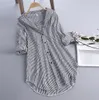 Women's Plus Size TShirt 5xl Spring Shirts For Women Fashion Stripe Button Blouses Casual Turndown Collar Long Sleeve Tunic Top 230906