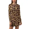 Casual Dresses Pink Leopard Dress Long Sleeve Animal Skin Print Aesthetic Summer Vintage Bodycon Women Graphic Oversize Clothing