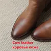 Botas tornozelo para mulheres luxo couro superior grosso salto zíper quente outono inverno bootie puro artesanal sapatos de couro genuíno 230907